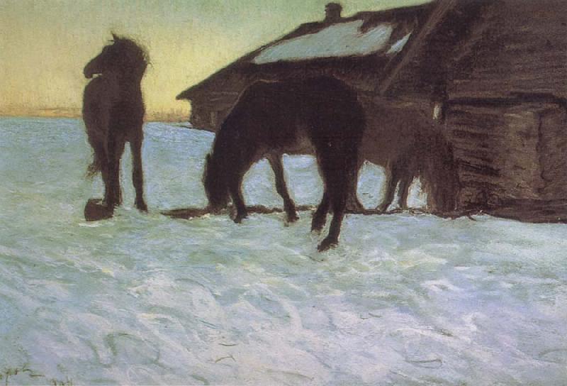 Valentin Serov Colts at a Watering-Place. Sweden oil painting art